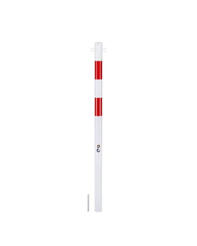 Barrier post with eyelets, for setting in concrete, with 2 red reflective foils. Buy in the online shop.