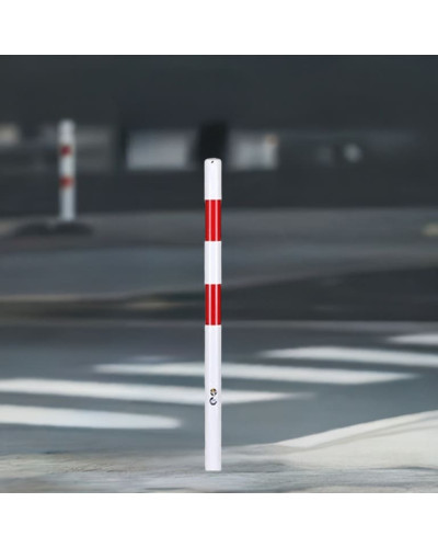 Barrier post made of steel, for setting in concrete, with 2 red reflective foils. Buy in the online shop.