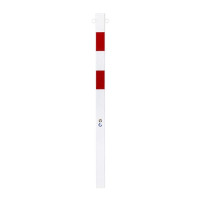 Barrier post 70x70 mm, square, red and white, with eyelets, for setting in concrete, height 100 cm.