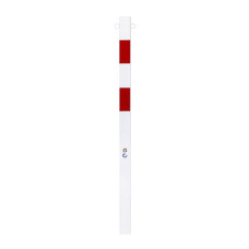 Barrier post 70x70 mm, square, red and white, with eyelets, for setting in concrete, height 100 cm.