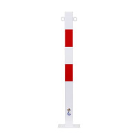 Barrier post 70x70 mm, square, red-white, with eyelets, for doweling, height 100 cm.