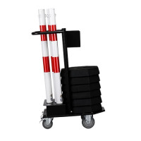 Storage and transport rack with chain post set red and white