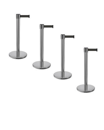 Buy Online Shop Demarcation stand set 4 pieces, 3 m tape BLACK