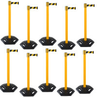 Demarcation outdoor barrier post yellow, belt yellow/black, set 10 pieces 