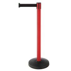 Demarcation metal barrier post red, belt black 
