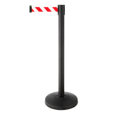 Demarcation metal barrier post black, red/white 