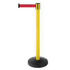 Demarcation metal barrier post yellow, belt red  