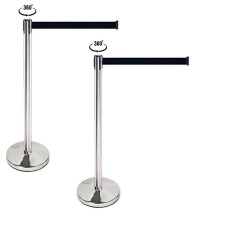 People guidance system with belt, demarcation stand pull strap black