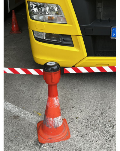 Traffic cone topper 10 m, red/white strap, red cassette . Buy in the online store.