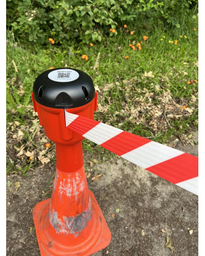 Traffic cone topper 10 m, red/white strap, red cassette . Buy in the online store.