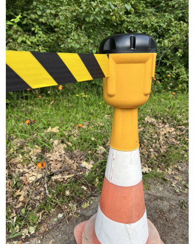 Traffic cone topper 10 m, black/yellow strap, yellow cassette . Buy in the online store.