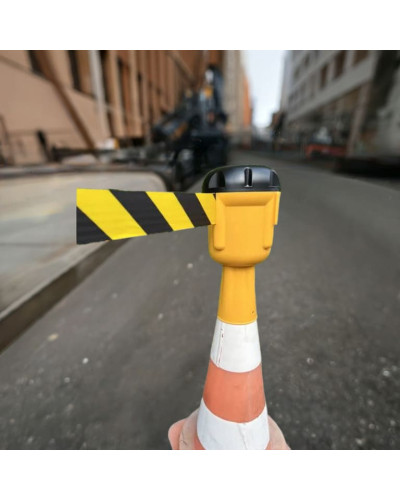 Traffic cone topper 10 m, black/yellow strap, yellow cassette . Buy in the online store.