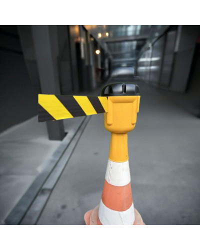 Traffic cone topper 10 m, black/yellow strap, yellow cassette . Buy in the online store.