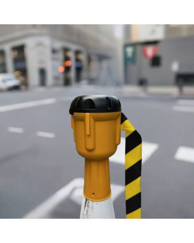 Traffic cone topper 10 m, black/yellow strap, yellow cassette . Buy in the online store.