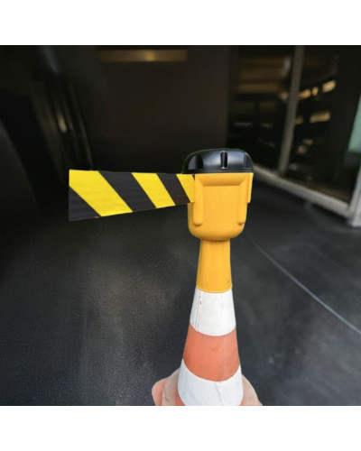 Traffic cone topper 10 m, black/yellow strap, yellow cassette . Buy in the online store.