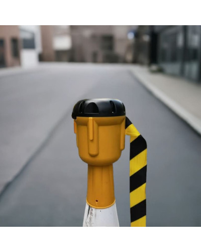 Traffic cone topper 10 m, black/yellow strap, yellow cassette . Buy in the online store.
