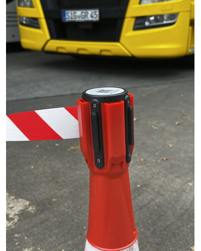 Traffic cone topper 3 m, red/white strap, red cassette . Buy in the online store.