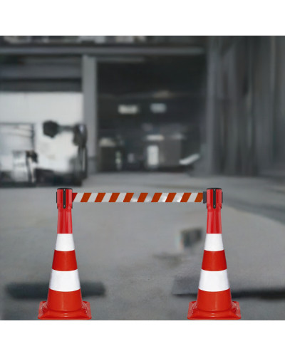 Traffic cone topper 3 m, red/white strap, red cassette . Buy in the online store.