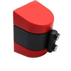 Retractable belt barrier in plastic cassette red-white 10 m