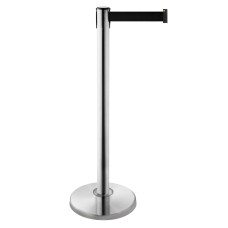 People guidance system barrier post, 3 m drawstring BLACK 