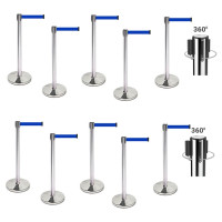 Demarcation stand, stainless steel, 360° rotating head, set 10 pieces, 3 m drawstring BLUE