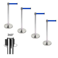 Demarcation stand, stainless steel, 360° rotating head, set 4 pieces, 3 m drawstring BLUE  