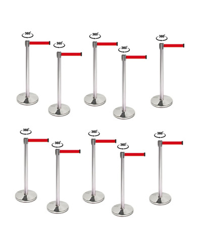 Demarcation stand, stainless steel, 360° rotating head, set 10 pieces, 3 m drawstring RED. Buy Online Shop