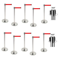 Demarcation stand, stainless steel, 360° rotating head, set 10 pieces, 3 m drawstring RED 