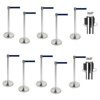 Demarcation stand, stainless steel, 360° rotating head, set 10 pieces, 3 m drawstring BLACK 