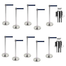 Demarcation stand, stainless steel, 360° rotating head, set 10 pieces, 3 m drawstring BLACK 