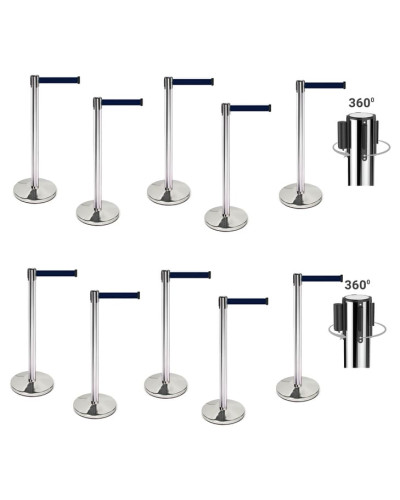Demarcation stand, stainless steel, 360° rotating head, set 10 pieces, 3 m drawstring BLACK. Buy Online Shop