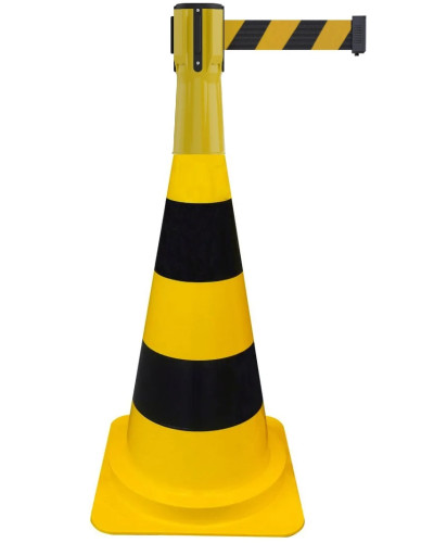 Buy traffic cone attachment with barrier tape yellow/black hatched 3 m online: Effective security made easy
