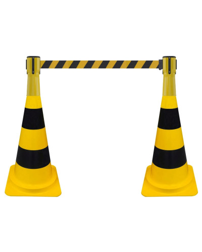 Buy traffic cone attachment with barrier tape yellow/black hatched 3 m online: Effective security made easy