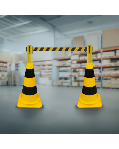 Buy traffic cone attachment with barrier tape yellow/black hatched 3 m online: Effective security made easy