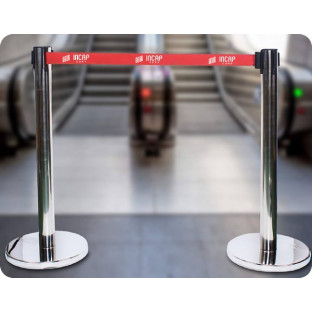 Drawstring barrier posts for various applications