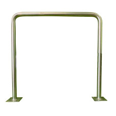 Bicycle leaning bracket single parker Ø 34 mm, made of stainless steel on base plates for dowel mounting 