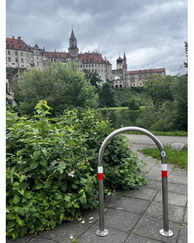 Buy Online Shop SET of 5x bicycle support bars made of stainless steel on base plates for bolt-down installation, diameter 48 mm