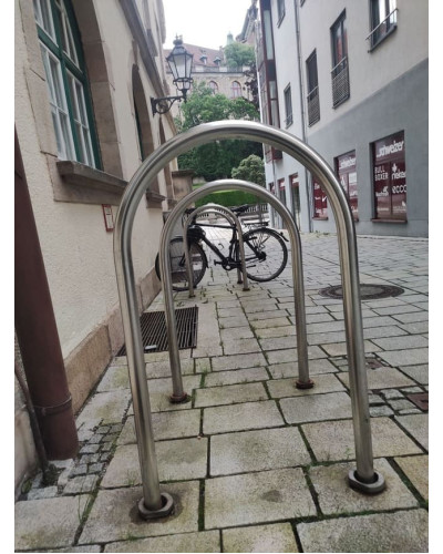 Buy Online Shop SET of 5x bicycle support bars made of stainless steel on base plates for bolt-down installation, diameter 48 mm