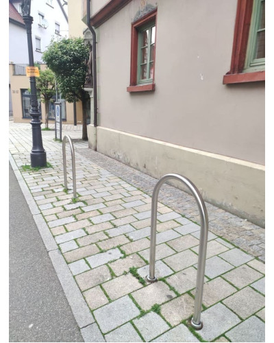 Buy Online Shop SET of 5x bicycle support bars made of stainless steel on base plates for bolt-down installation, diameter 48 mm