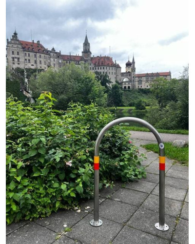 Buy Online Shop SET of 5x bicycle support bars made of stainless steel on base plates for bolt-down installation, diameter 48 mm