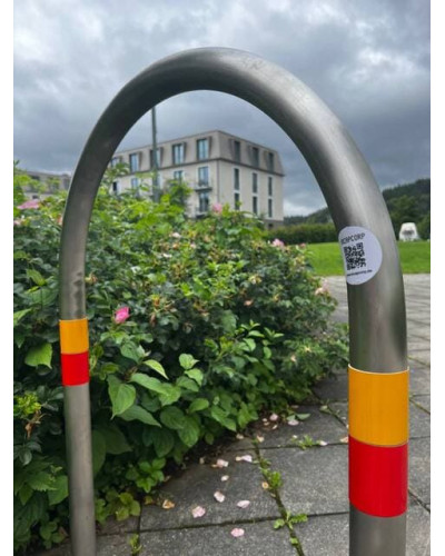 Buy Online Shop SET of 5x bicycle support bars made of stainless steel on base plates for bolt-down installation, diameter 48 mm