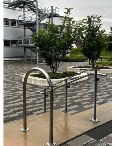 Buy Online Shop SET of 5x bicycle support bars made of stainless steel on base plates for bolt-down installation, diameter 48 mm