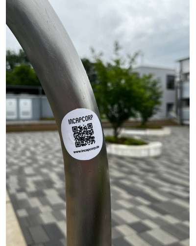 Bicycle leaning bracket single parker Ø 48 x 2.0 mm made of stainless steel on base plates for dowel mounting. Buy in the online store.