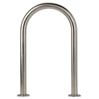 Bicycle leaning bracket single parker Ø 48 x 2.0 mm made of stainless steel on base plates for dowel mounting