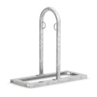 Bicycle support bracket, multi-part Ø 38 mm, made of stainless steel with base frame for dowel mounting 