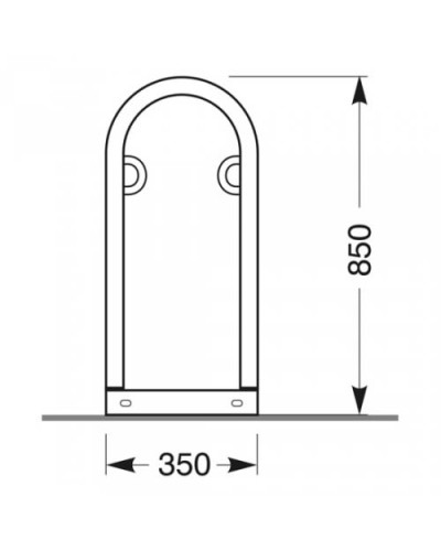 Bicycle support bracket, multi-part Ø 38 mm, made of stainless steel with base frame for dowel mounting . Buy in the online store.