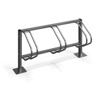 Bicycle stand row parker 3 places, hot-dip galvanized on base plates for bolt-down installation