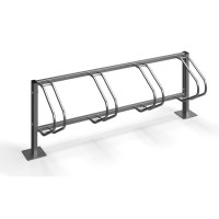 Bicycle stand row parker 4 places, hot-dip galvanized on base plates for bolt-down installation