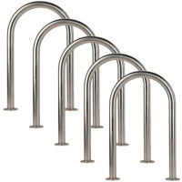 SET of 5x bicycle support bars made of stainless steel on base plates for bolt-down installation, d 48 mm 