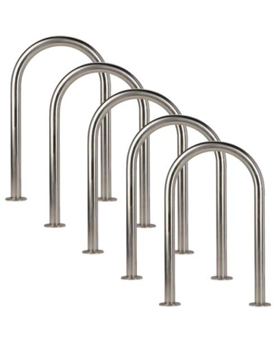 Buy Online Shop SET of 5x bicycle support bars made of stainless steel on base plates for bolt-down installation, diameter 48 mm